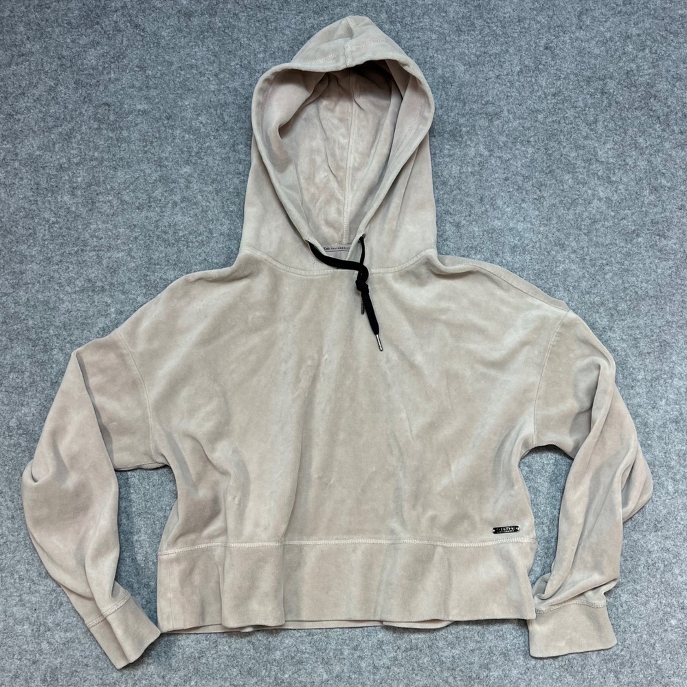 Calvin Klein Performance Velour Cropped Hoodie‎ Light Taupe Women's Size M